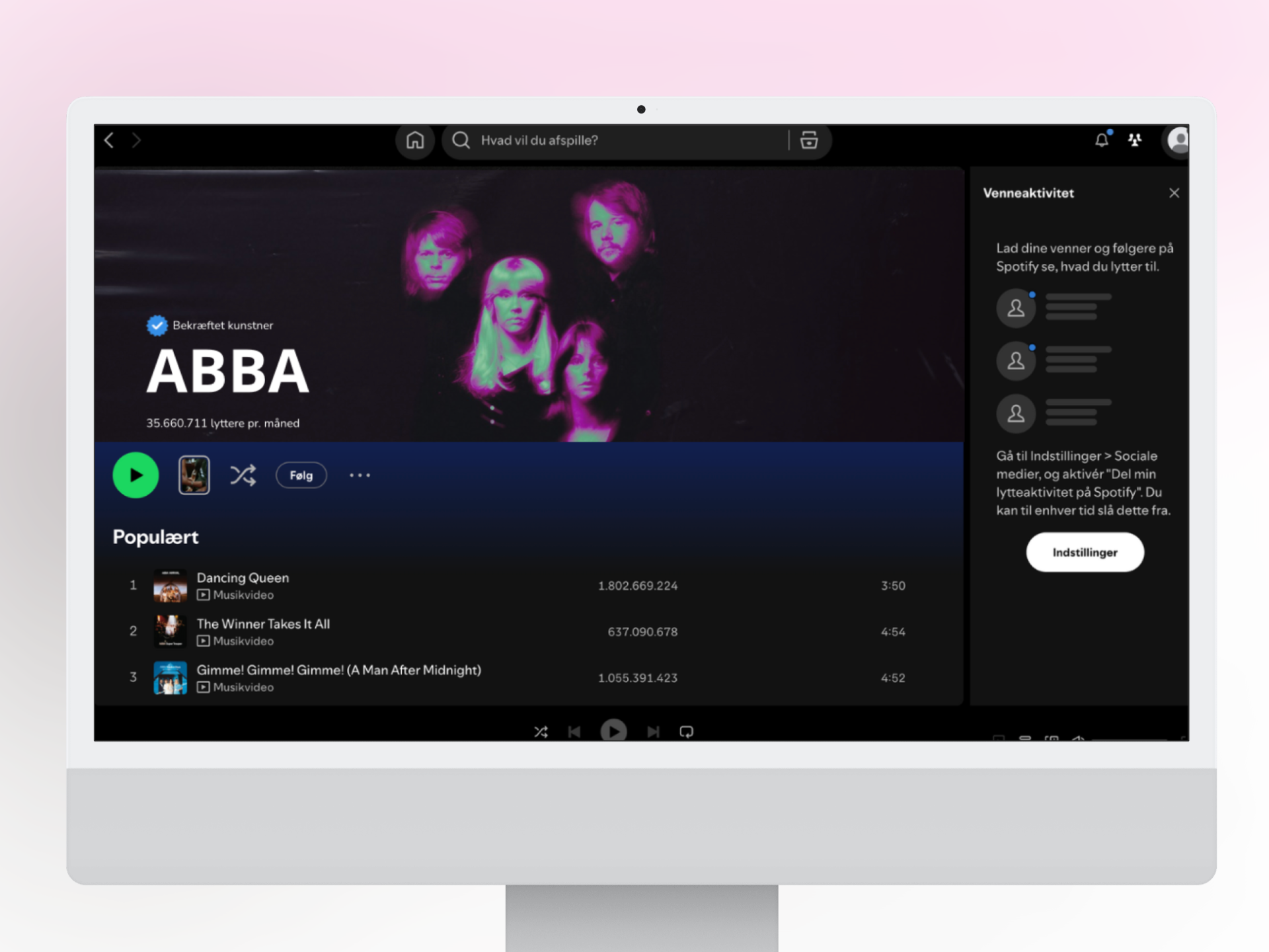 ABBA × Charli XCX Spotify-banner vist på desktop